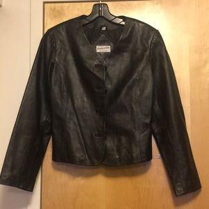 Pendleton black leather jacket -- rare find mint!